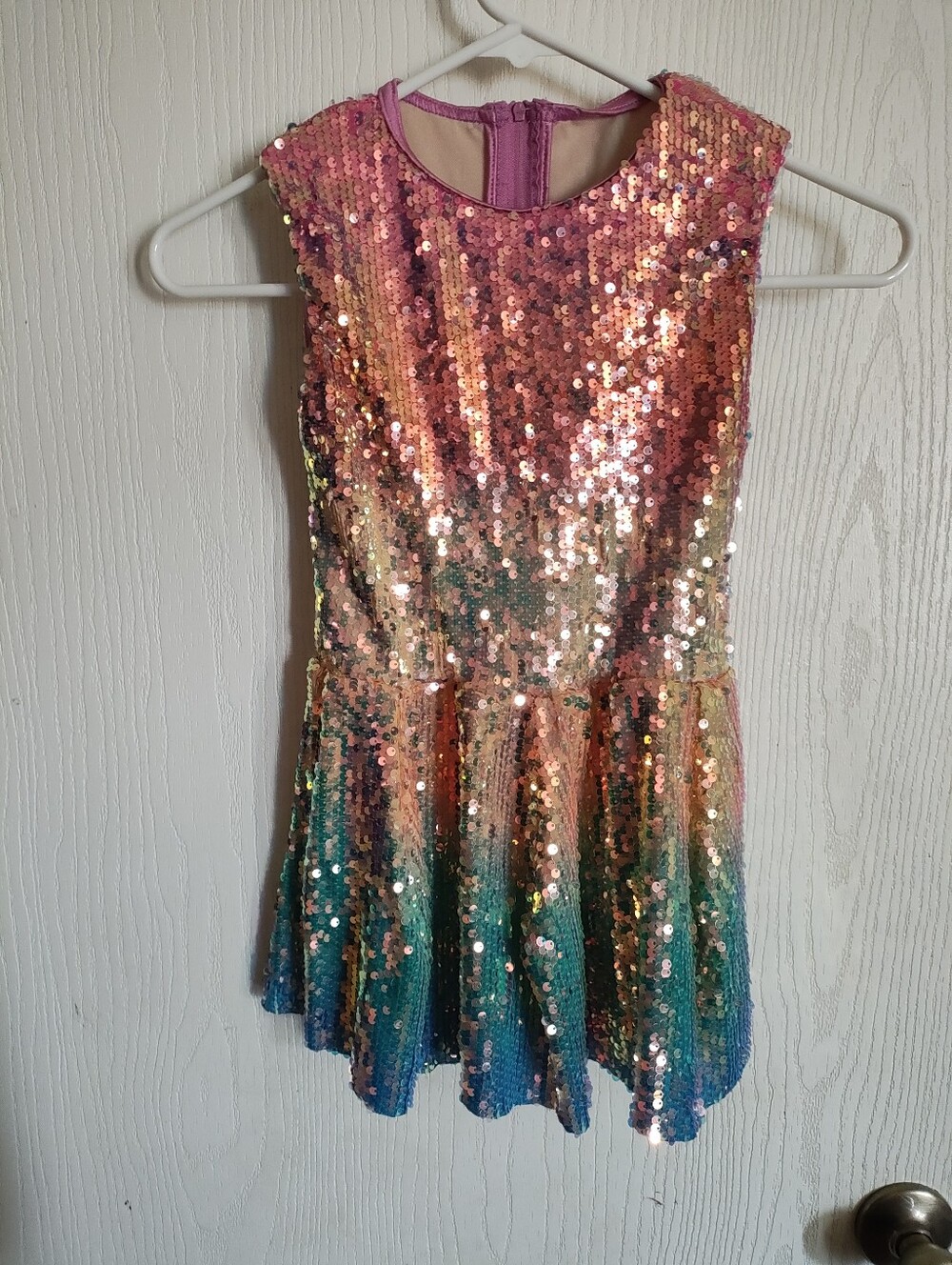 Kids Sequin Rainbow Ombre Party Dress - Pink to Blue